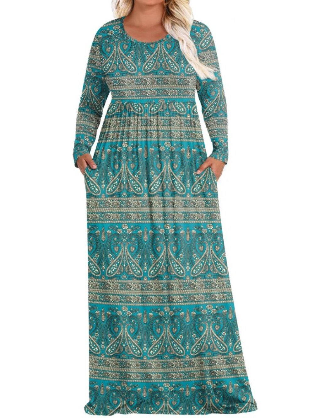 Womens Plus Size Maxi Dresses Curvy Long Sleeve Fall Dress Outfits